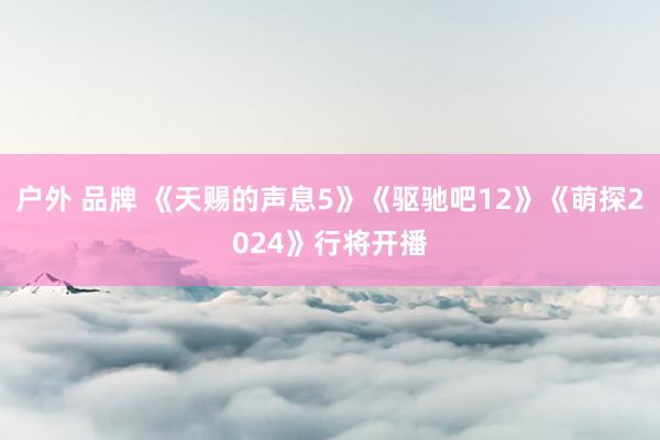 户外 品牌 《天赐的声息5》《驱驰吧12》《萌探2024》行将开播