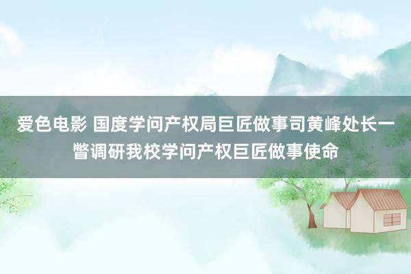 爱色电影 国度学问产权局巨匠做事司黄峰处长一瞥调研我校学问产权巨匠做事使命