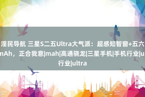 淫民导航 三星S二五Ultra大气派：超感知智窗+五六11mAh，正合我意|mah|高通骁龙|三星手机|手机行业|ultra