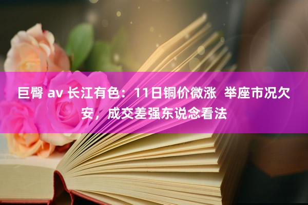 巨臀 av 长江有色：11日铜价微涨  举座市况欠安，成交差强东说念看法