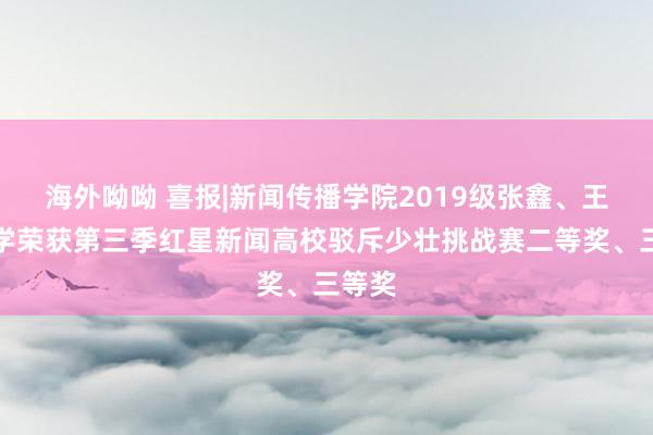 海外呦呦 喜报|新闻传播学院2019级张鑫、王勃同学荣获第三季红星新闻高校驳斥少壮挑战赛二等奖、三等奖